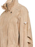Giacca biker con cintura in pelle scamosciata sabbia