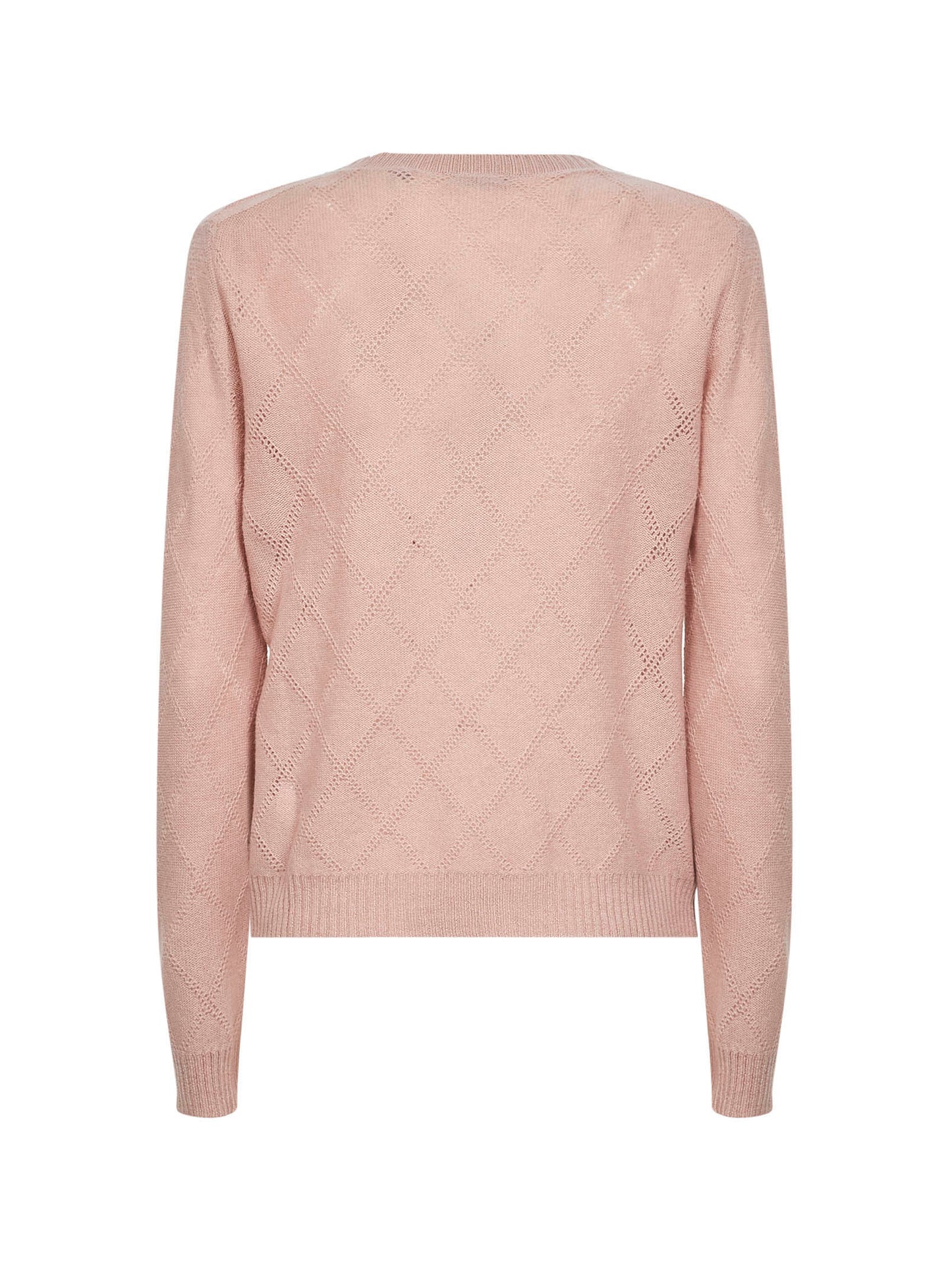 Maglia in cashmere a rombi traforati rosa