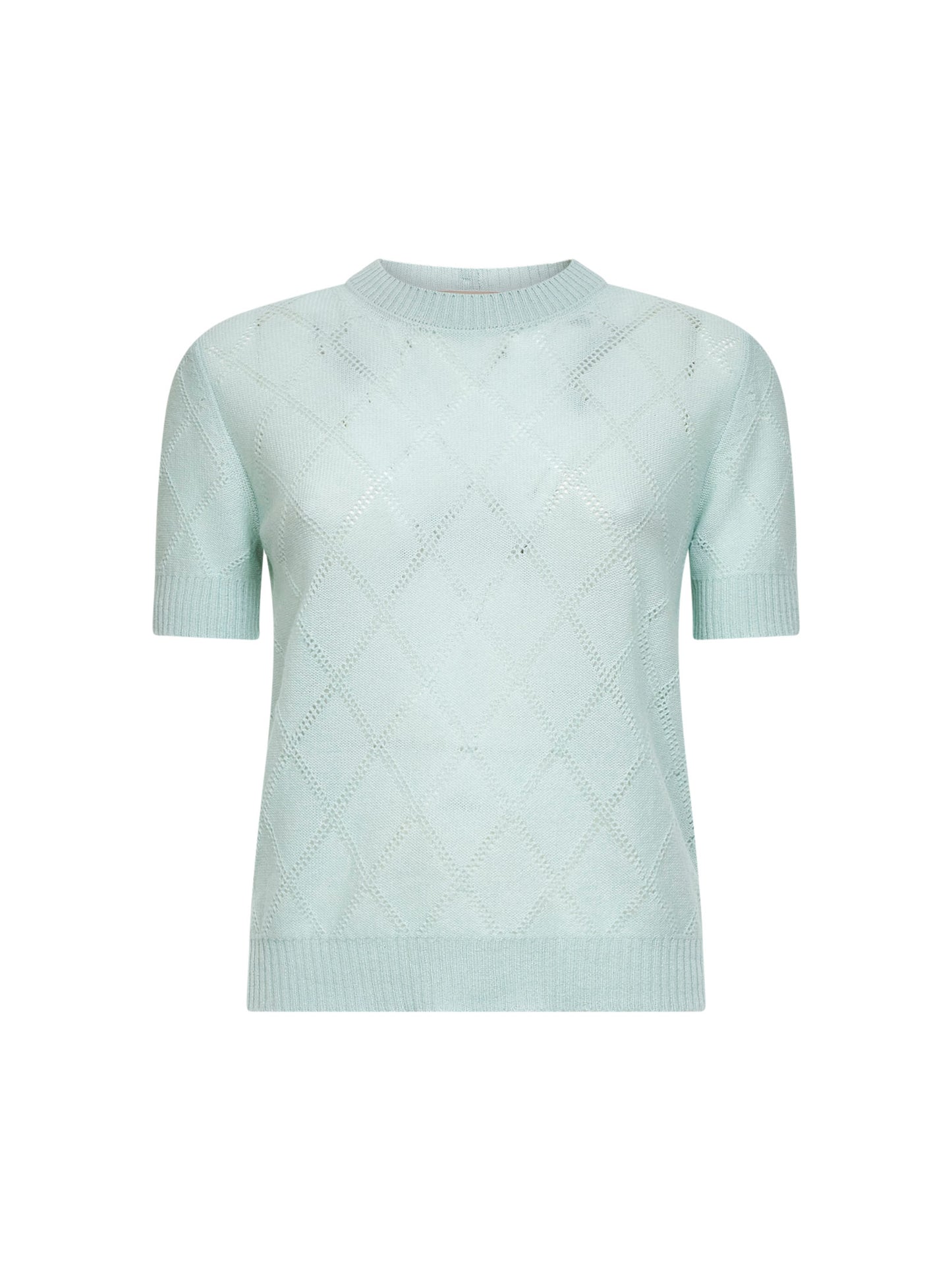 Maglia con bottoni in cashmere a rombi traforati verde