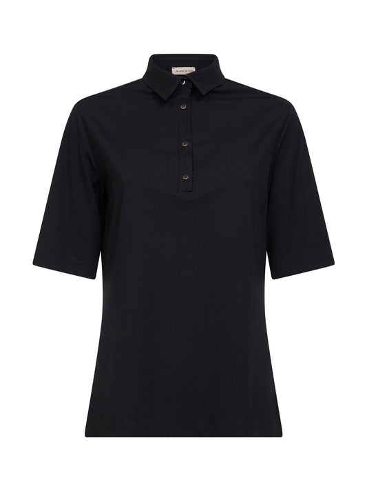 Polo in jersey stretch di misto viscosa nero