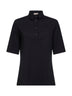 Black viscose blend stretch jersey polo shirt