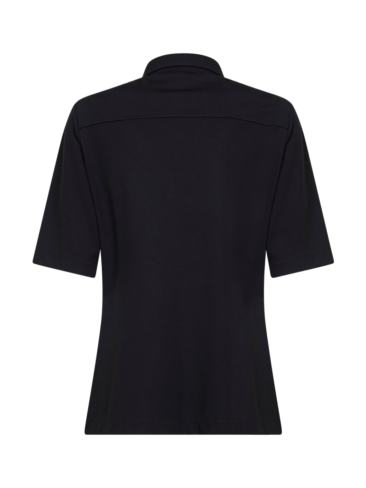 Black viscose blend stretch jersey polo shirt