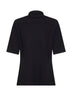 Black viscose blend stretch jersey polo shirt