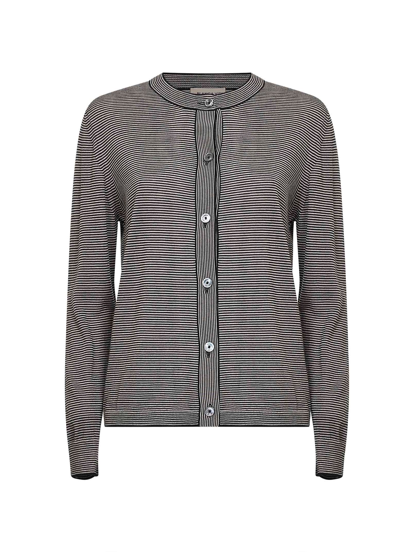 Cardigan in maglia di lana Tasmania millerighe nera