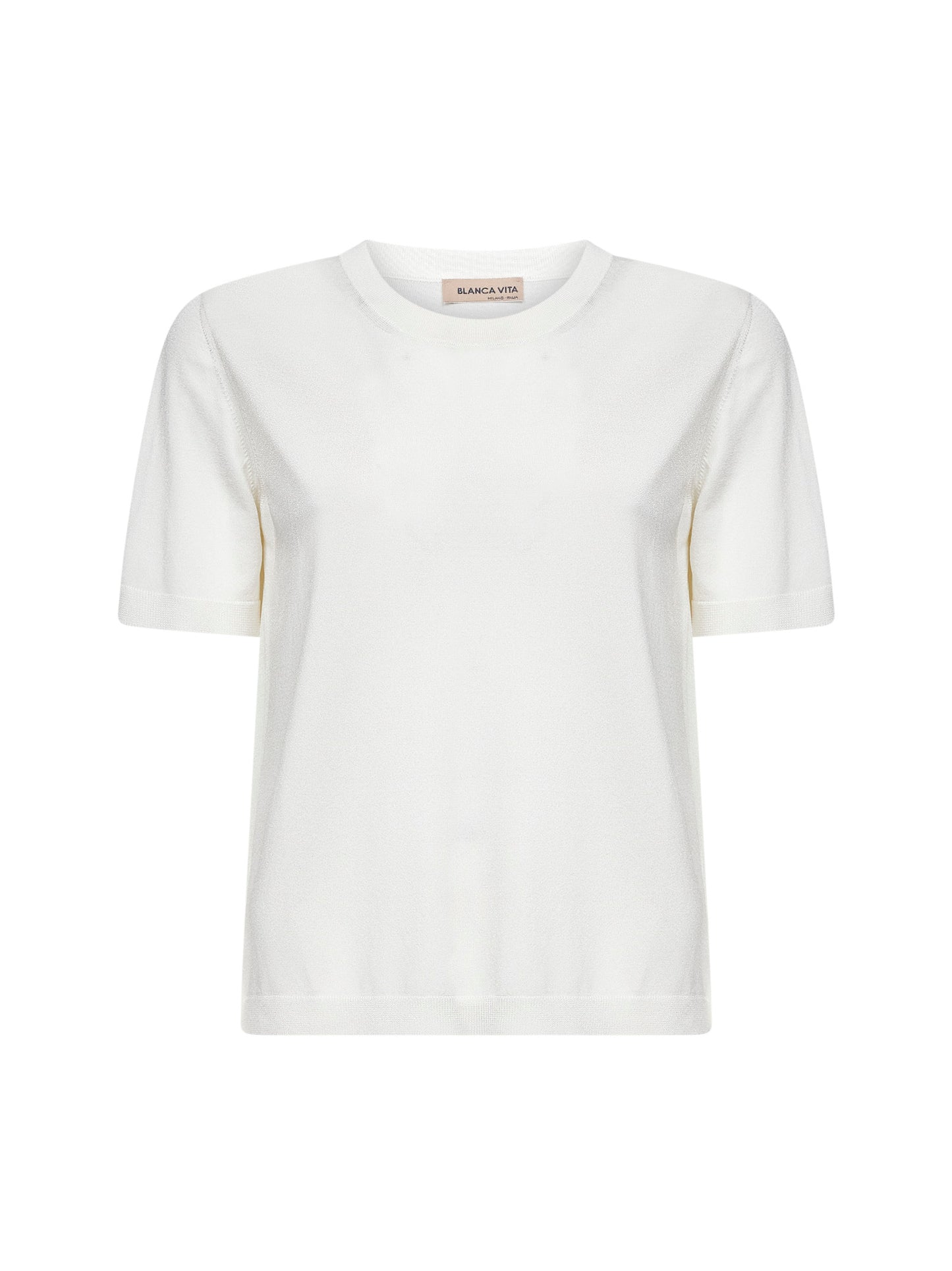 Maglia girocollo in misto viscosa avorio