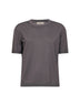 Maglia girocollo in misto viscosa marrone