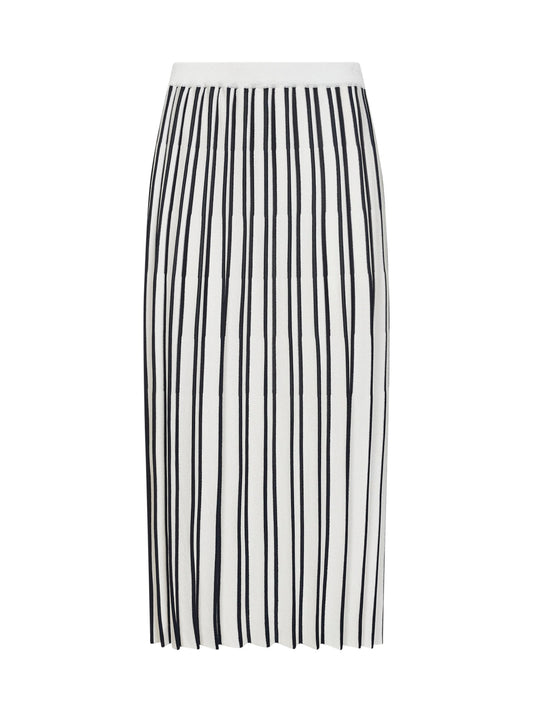 Two-tone knit pleated midi skirt