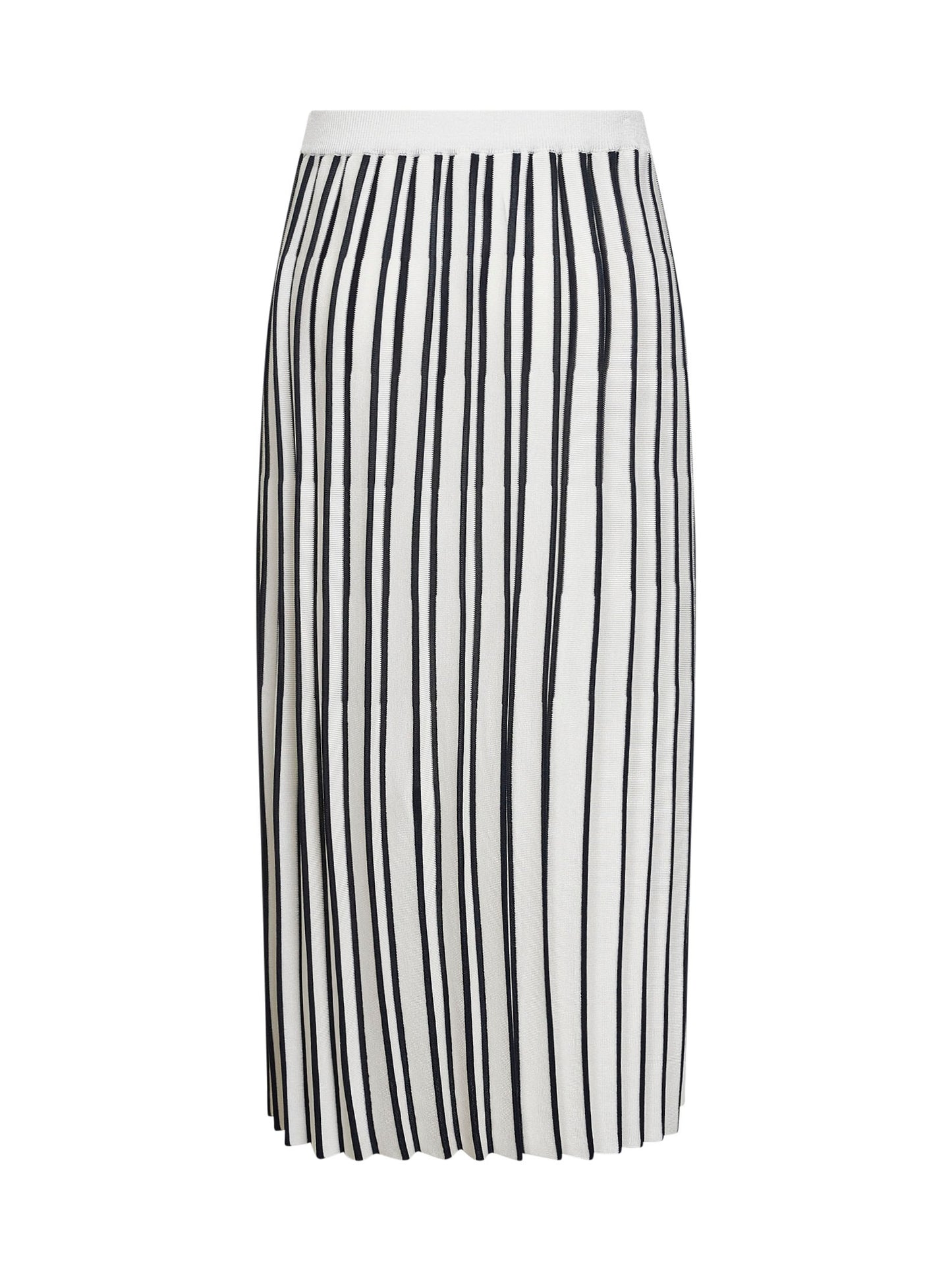 Two-tone knit pleated midi skirt