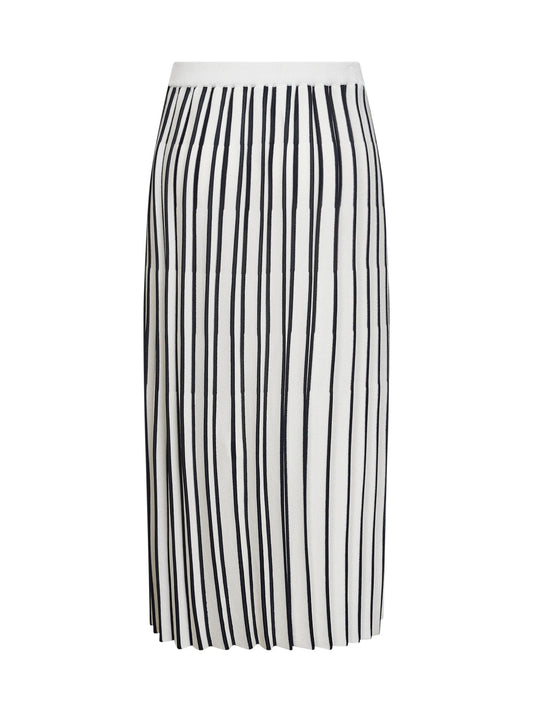 Two-tone knit pleated midi skirt