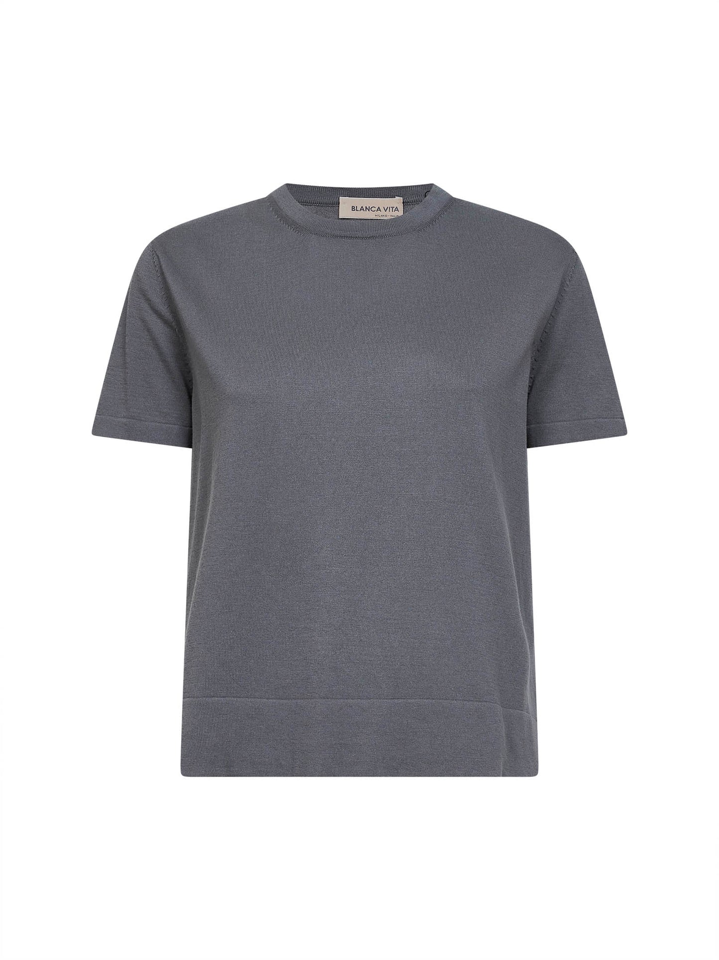 T-shirt in maglia rasata di cotone grigio