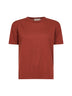 Brown plain stitch knit cotton T-shirt