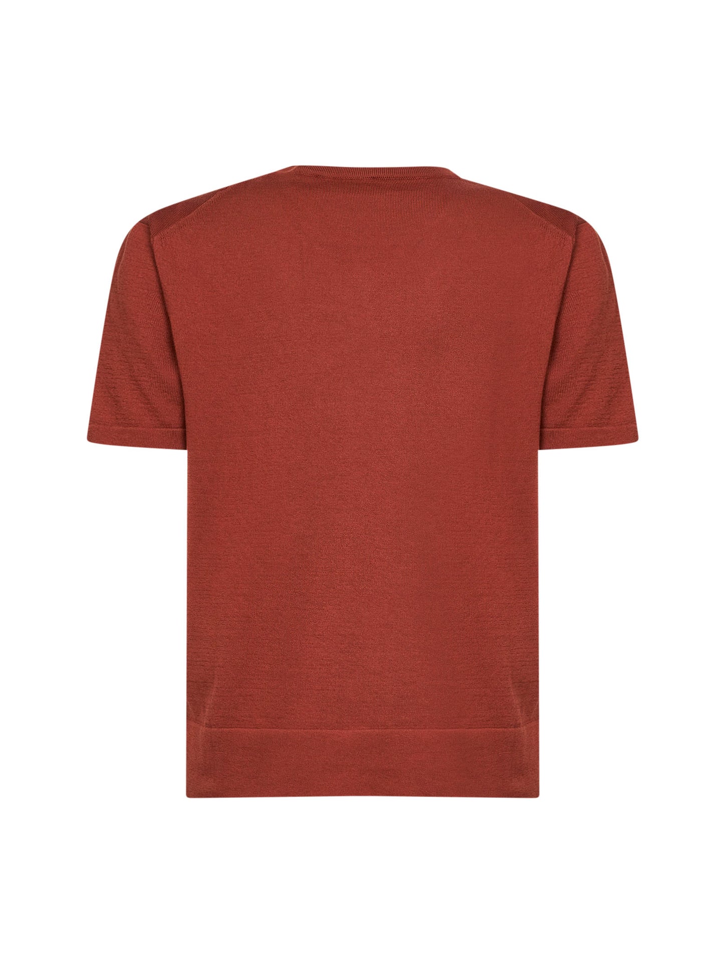 Brown plain stitch knit cotton T-shirt