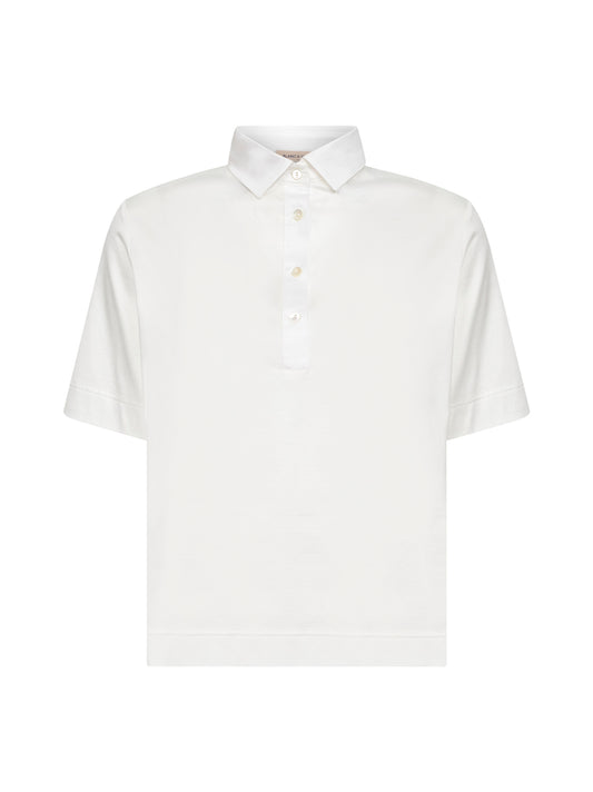 White cotton jersey polo shirt