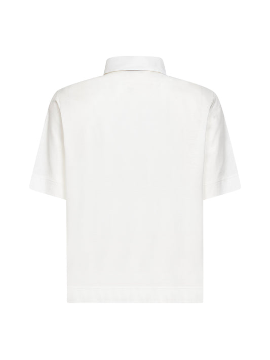 White cotton jersey polo shirt