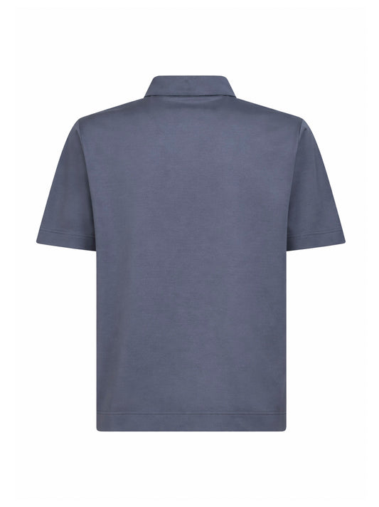 Grey cotton jersey polo shirt