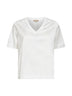 T-shirt scollo a V in cotone filo di Scozia bianco