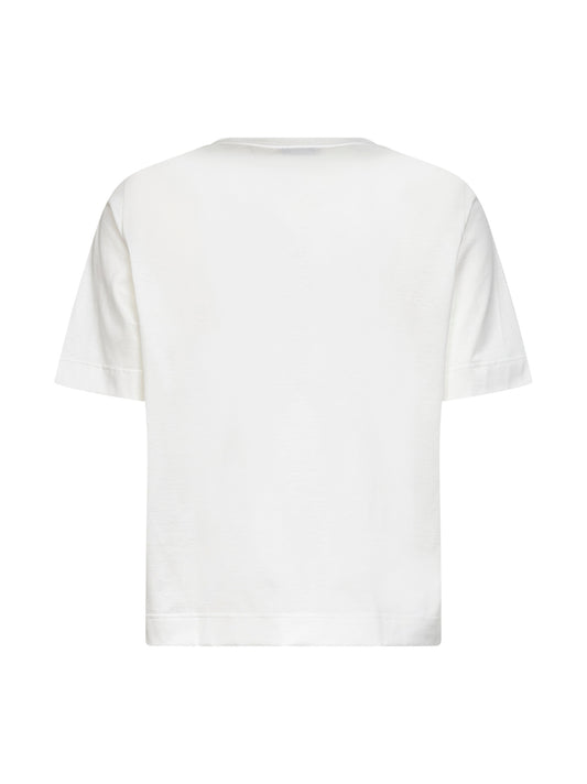 T-shirt scollo a V in cotone filo di Scozia bianco