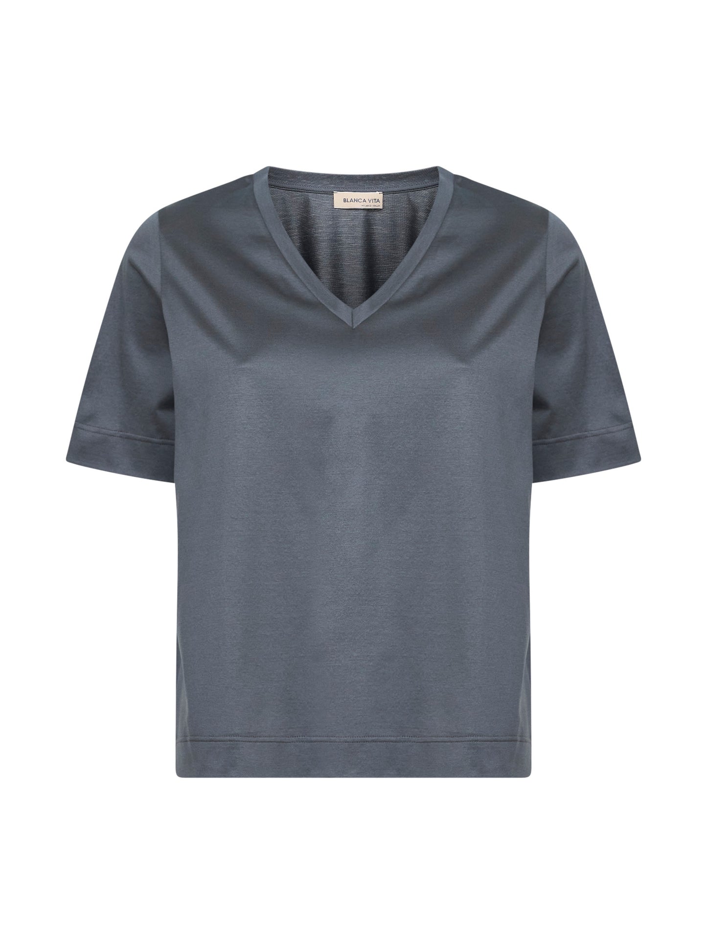 Grey lisle cotton V-neck T-shirt