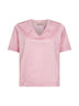 Pink lisle cotton V-neck T-shirt