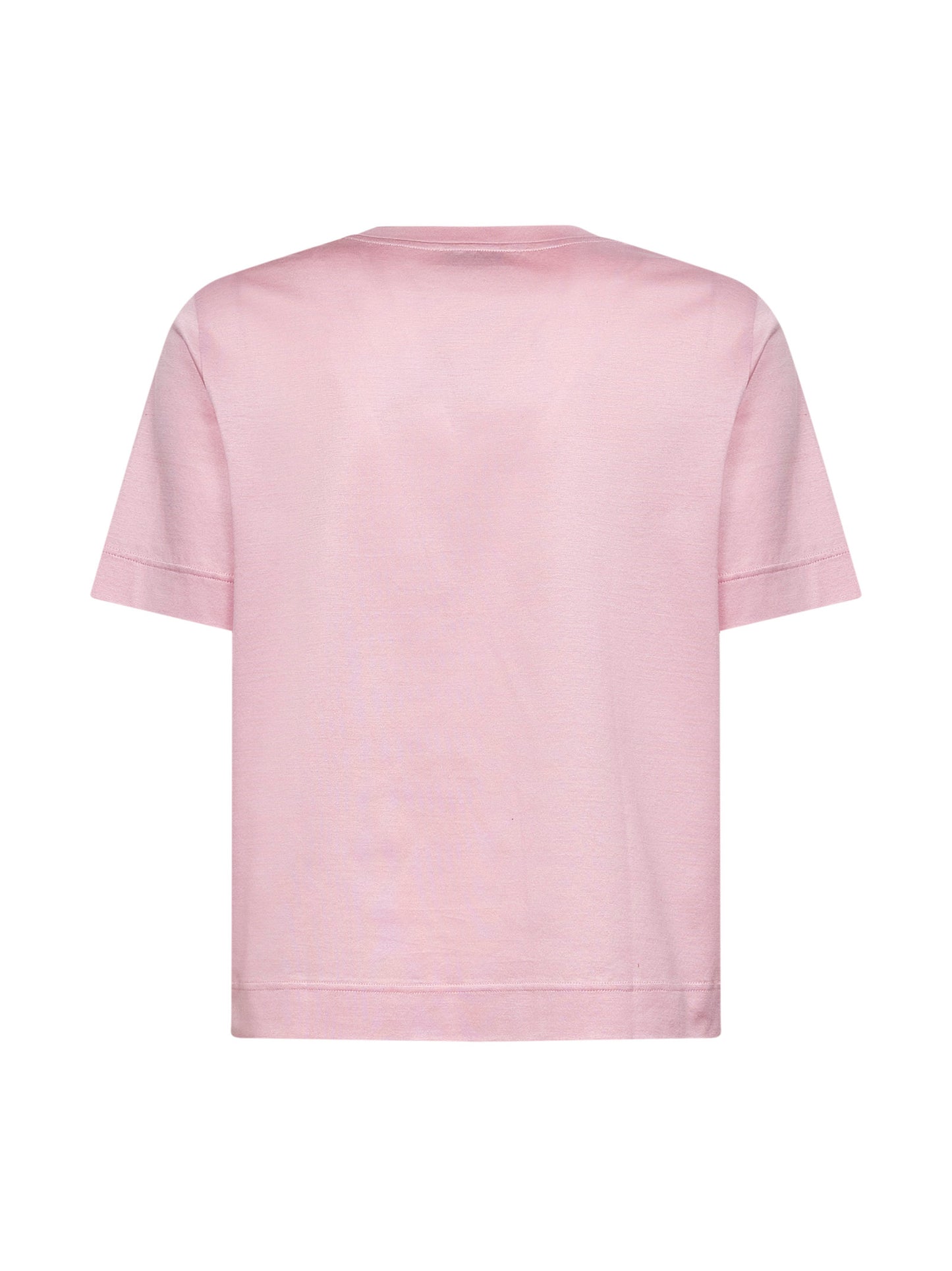 Pink lisle cotton V-neck T-shirt
