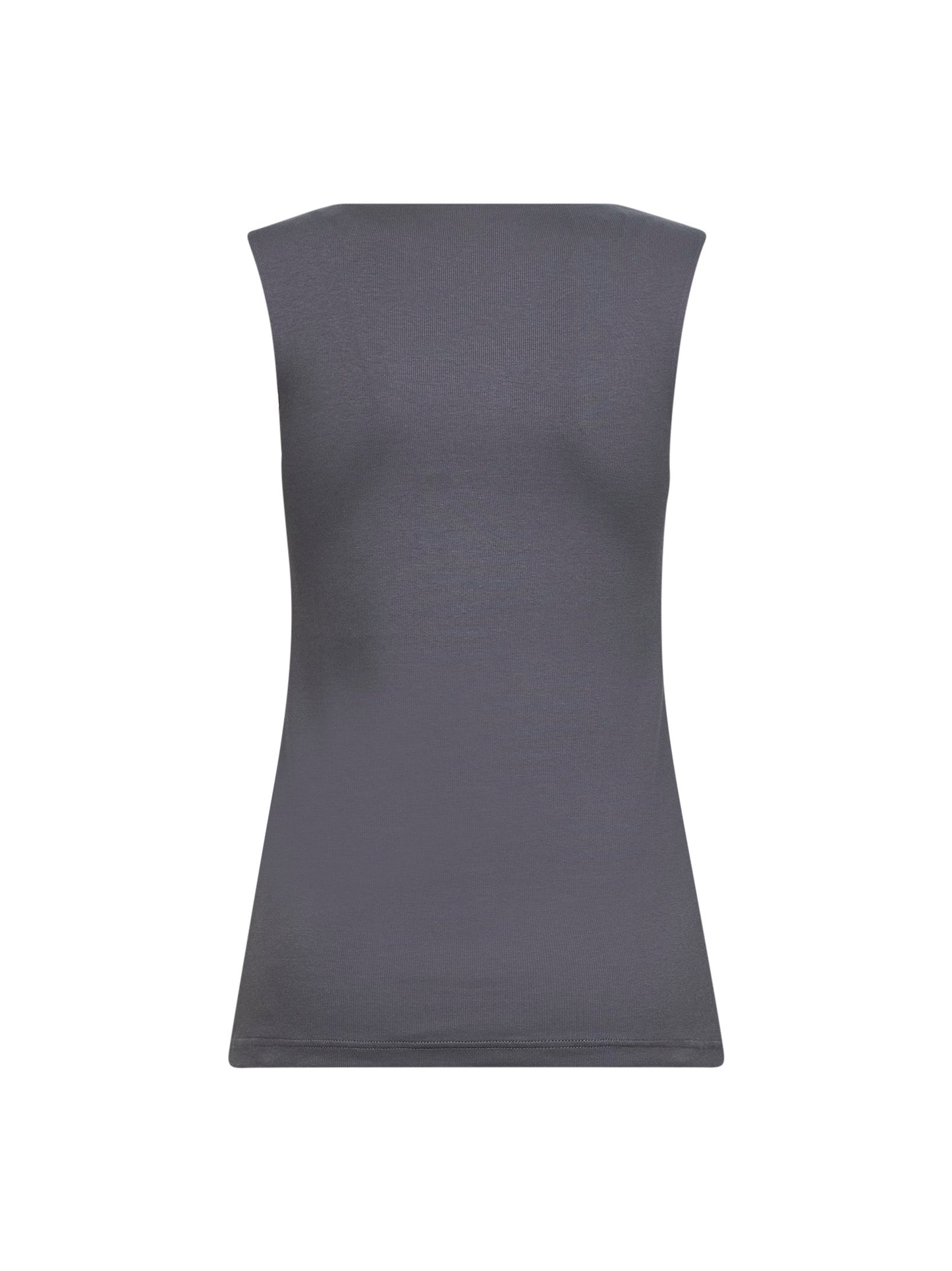 Grey ribbed jersey heat-sealed tank top