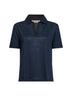 Polo a maniche corte in lino blu