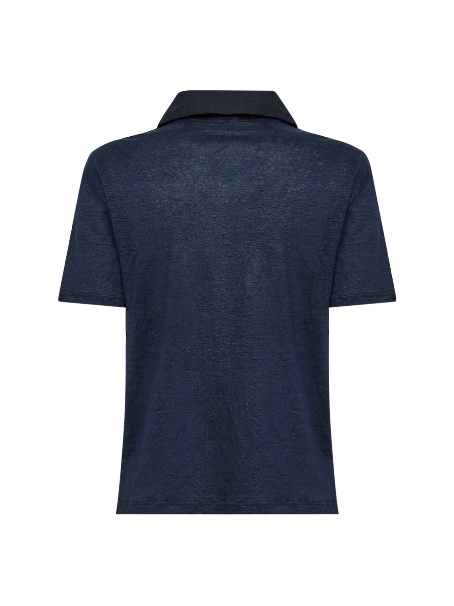 Polo a maniche corte in lino blu