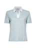 Green linen short-sleeved polo shirt