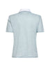 Green linen short-sleeved polo shirt