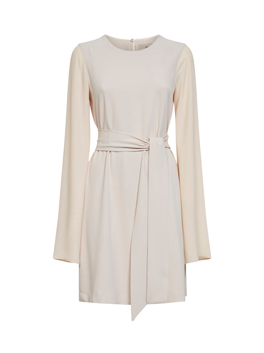 Abito corto Agira crema con maniche in georgette