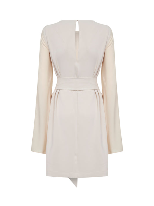 Abito corto Agira crema con maniche in georgette
