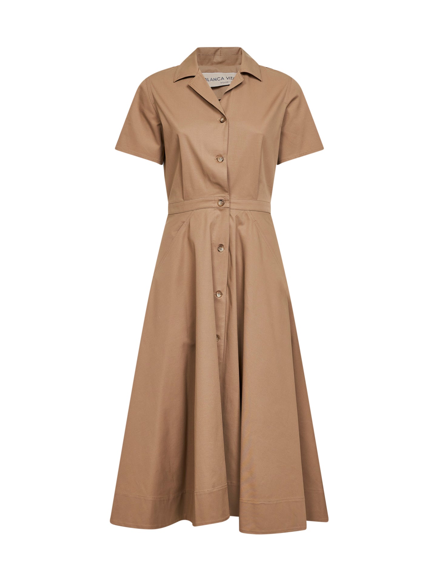 Chemisier midi Alga in cotone stretch biscotto