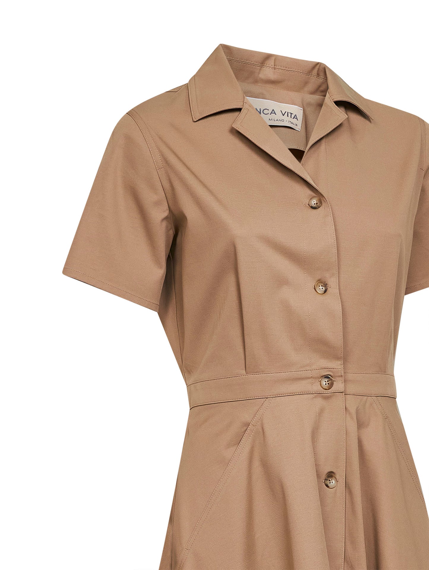 Chemisier midi Alga in cotone stretch biscotto