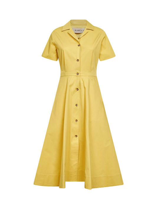 Chemisier midi Alga in cotone stretch giallo olio
