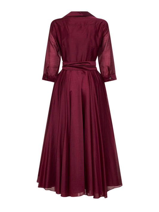 Burgundy muslin Allia midi shirtdress