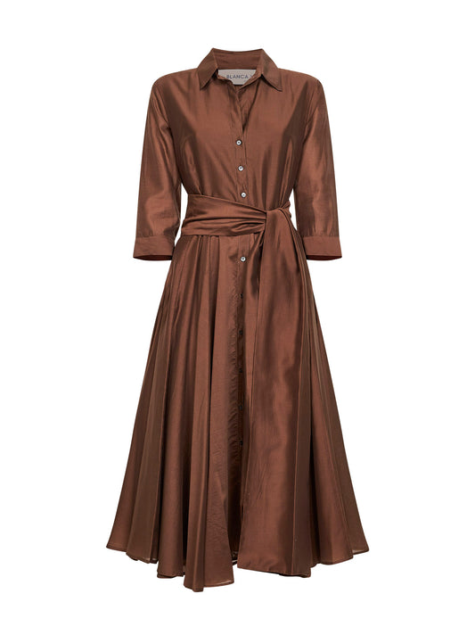 Chocolate muslin Allia midi shirtdress