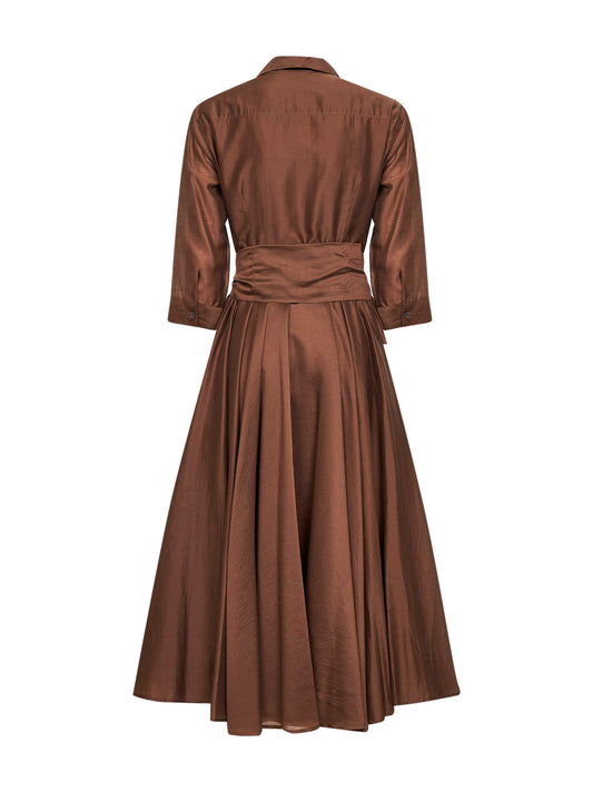 Chocolate muslin Allia midi shirtdress