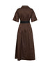Chocolate stretch poplin Alzety belted midi dress