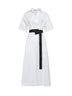 Abito midi con cintura Alzety in popeline stretch bianco