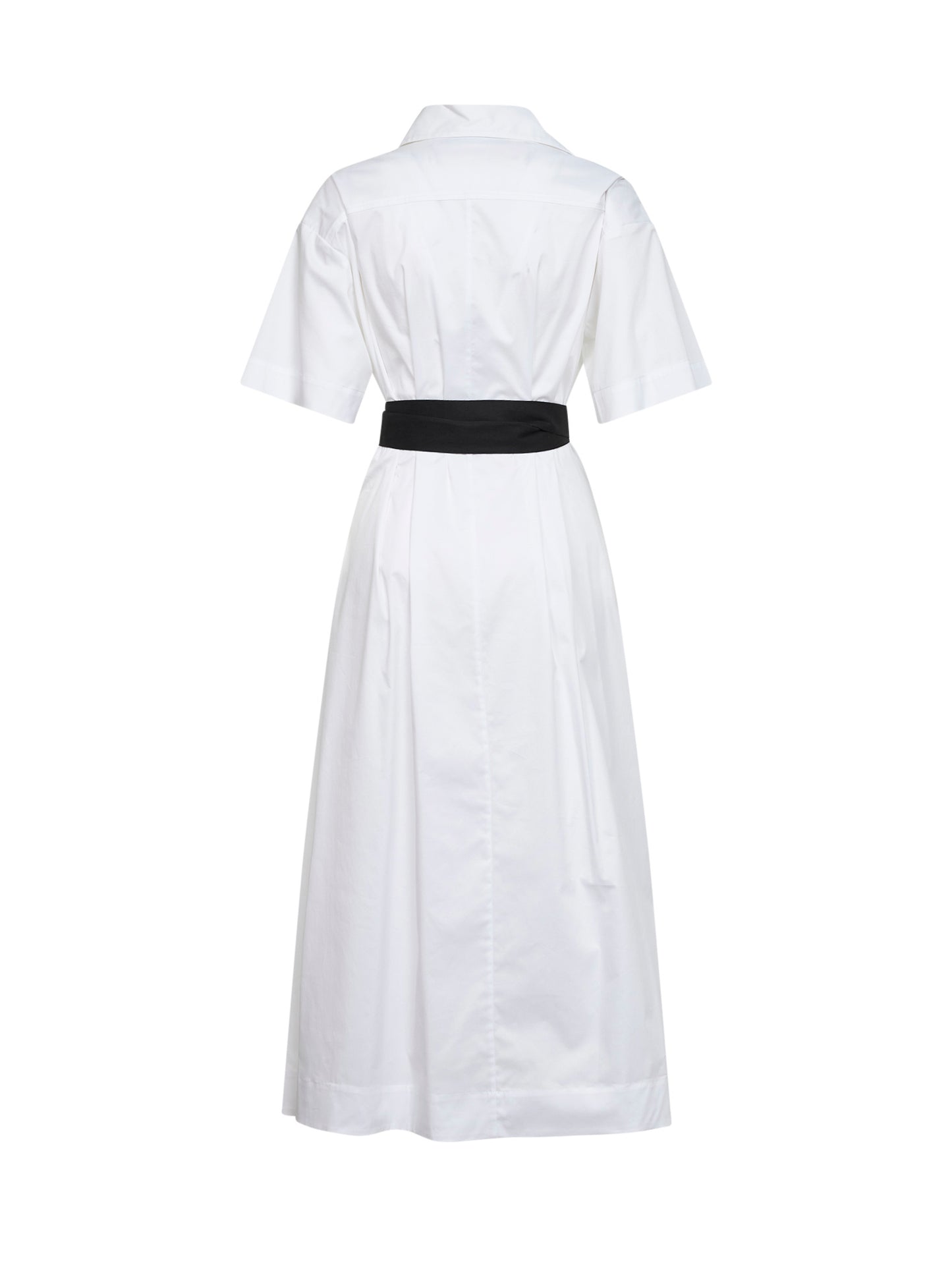 Abito midi con cintura Alzety in popeline stretch bianco