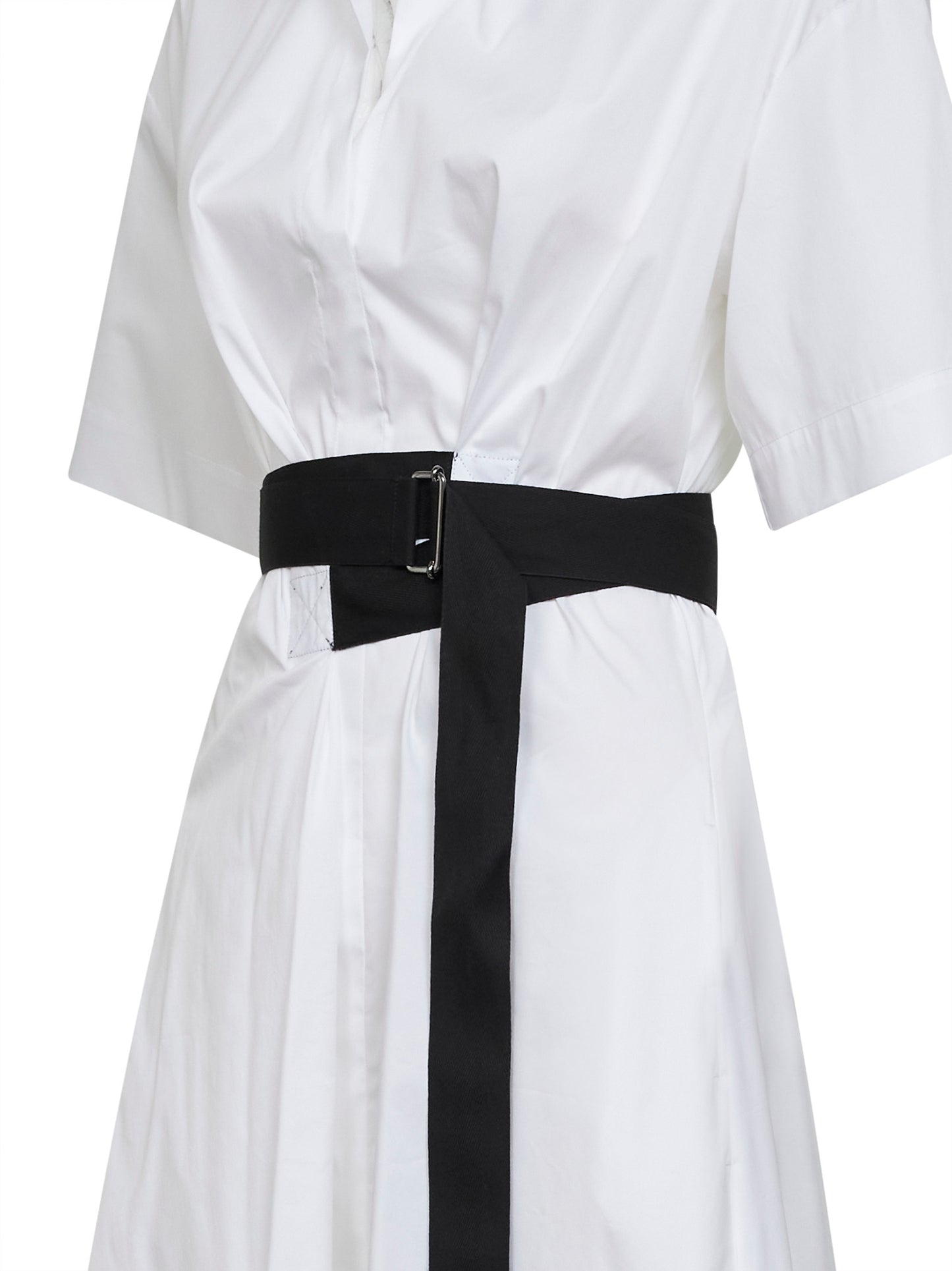 Abito midi con cintura Alzety in popeline stretch bianco
