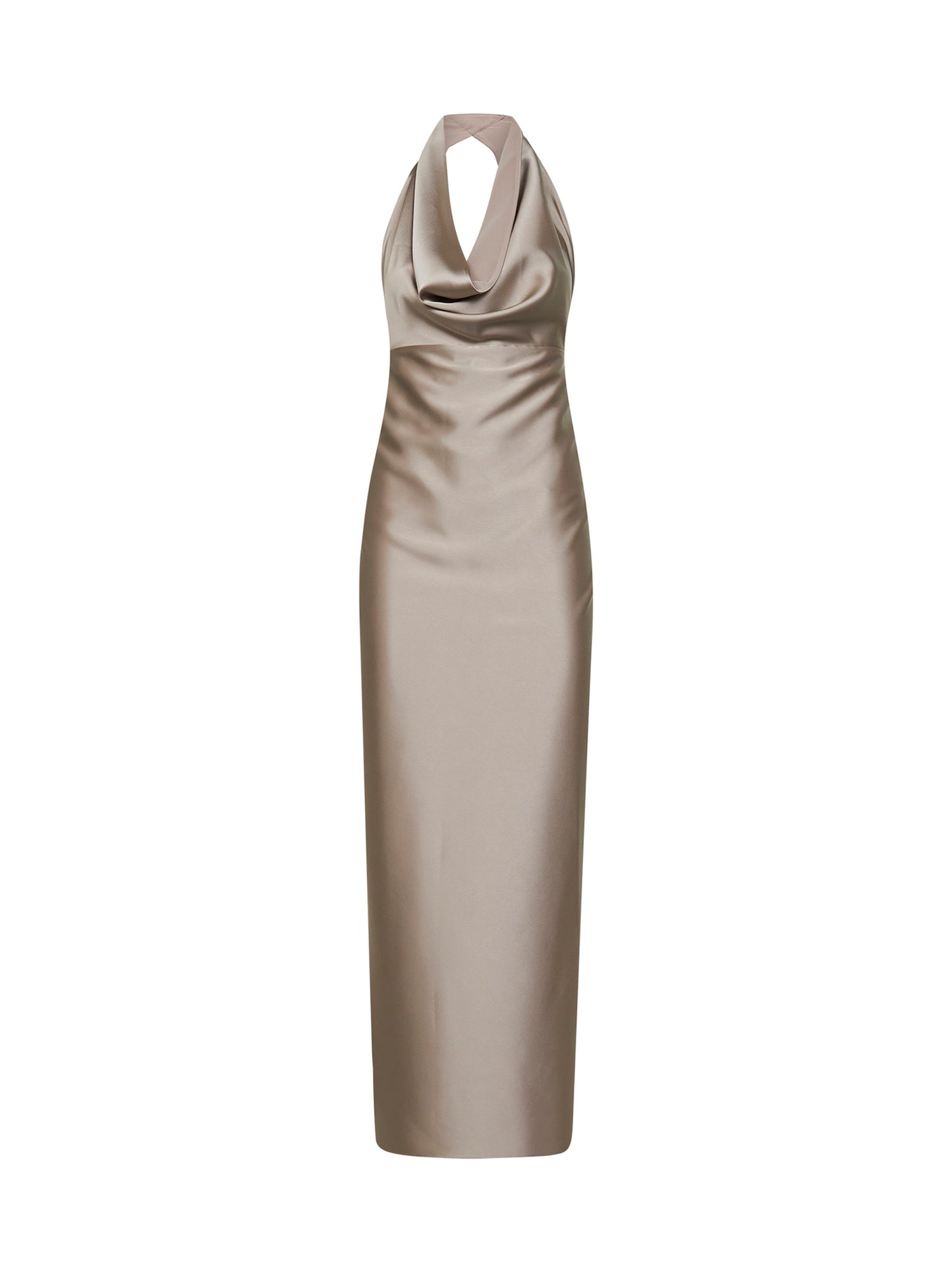 Taupe satin Antea long dress