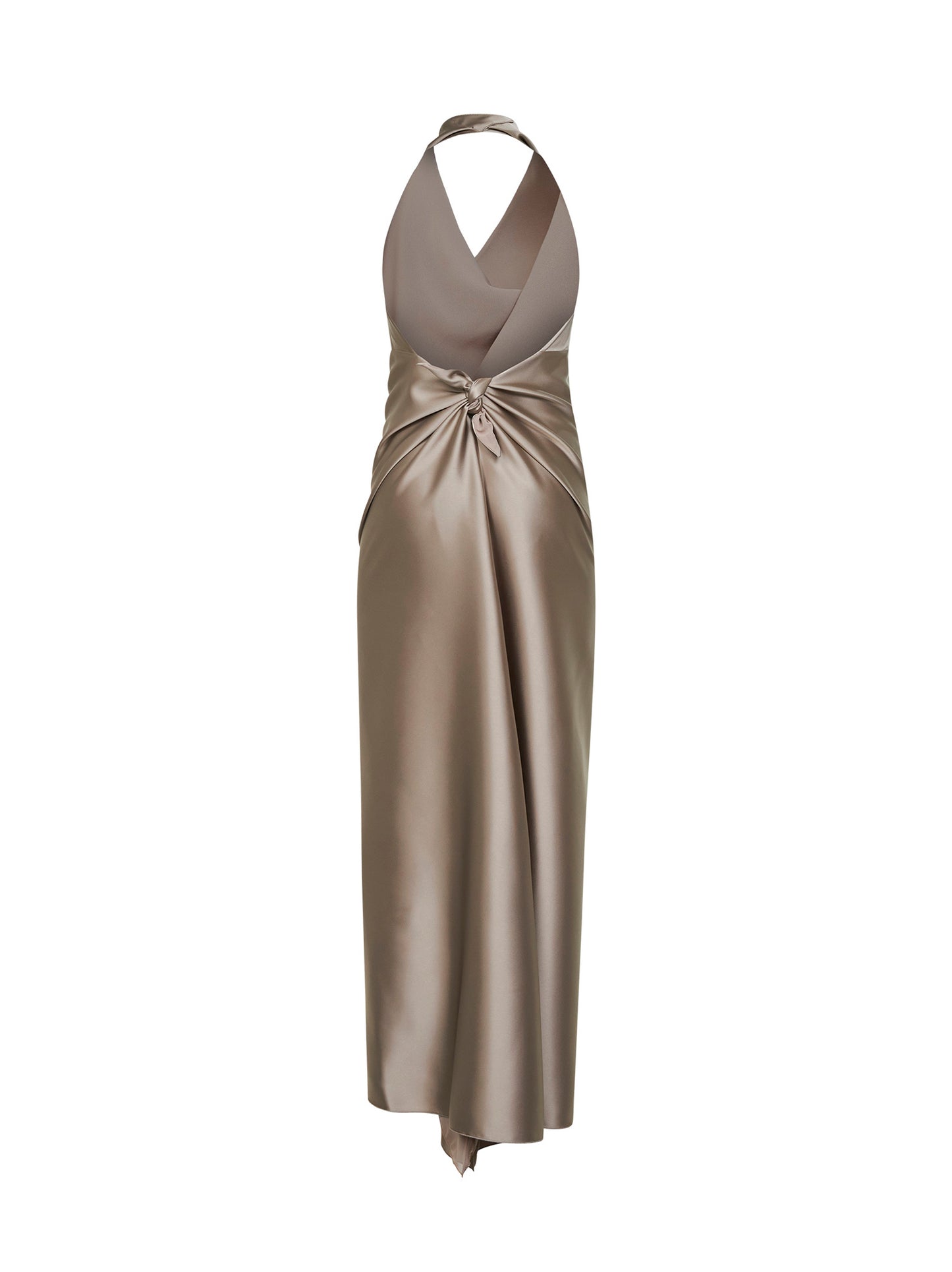 Taupe satin Antea long dress