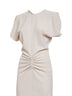 Abito midi Arteta in cady crema con arricciatura