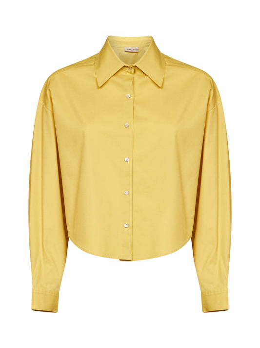 Oil yellow stretch poplin Celta cropped shirt