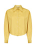 Camicia crop Celta in popeline stretch giallo olio