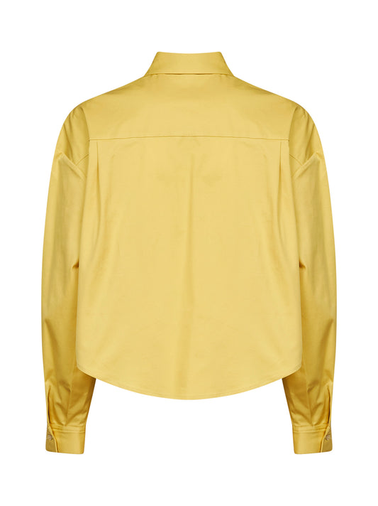 Oil yellow stretch poplin Celta cropped shirt