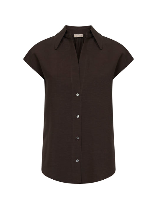 Camicia Cenzia in viscosa e lino moka