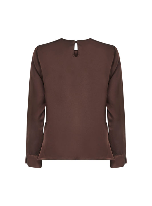 Blusa Cesta in raso caffè
