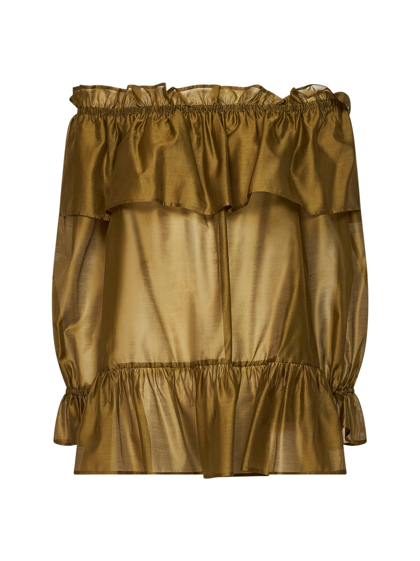 Avocado voile Cevil off-the-shoulder tunic